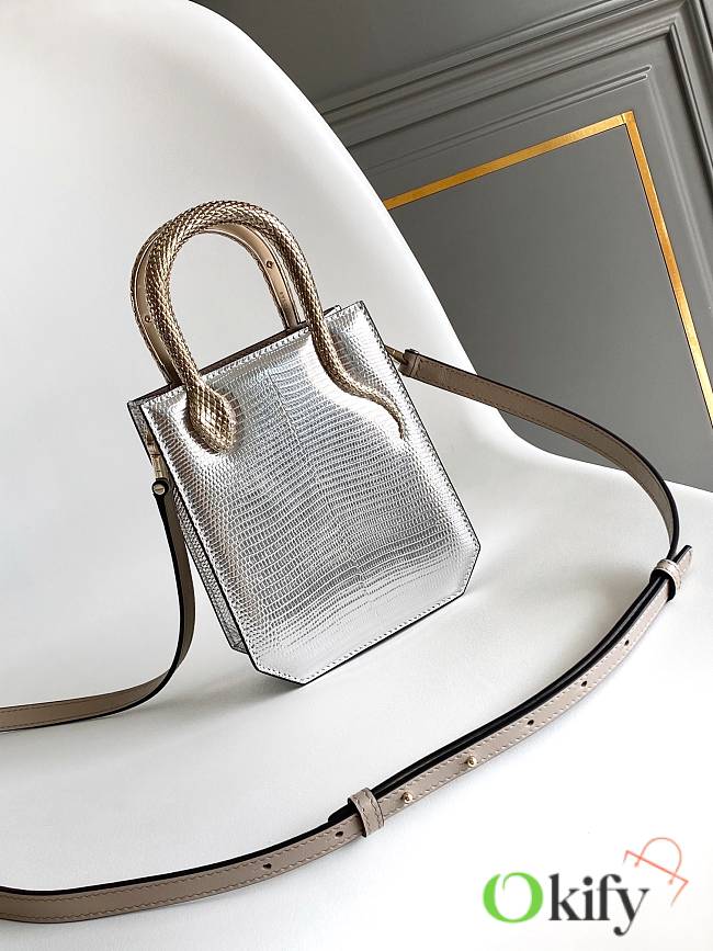 Okify Bvlgari Serpentine Mini Tote Bag In Silver 13 X 17.5 X 5.5cm - 1