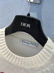 Okify Dior Sweater Ecru Cashmere and Silk Knit with Red  - 2