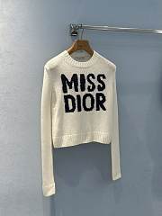 Okify Dior Sweater Ecru Cashmere and Silk Knit with Blue  - 1