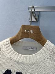 Okify Dior Sweater Ecru Cashmere and Silk Knit with Blue  - 4