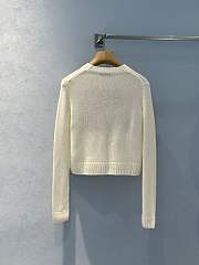 Okify Dior Sweater Ecru Cashmere and Silk Knit with Blue  - 3