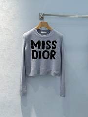 Okify Dior Sweater Pale Blue Cashmere and Silk Knit with Black  - 1