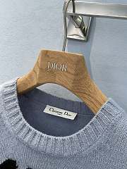 Okify Dior Sweater Pale Blue Cashmere and Silk Knit with Black  - 2