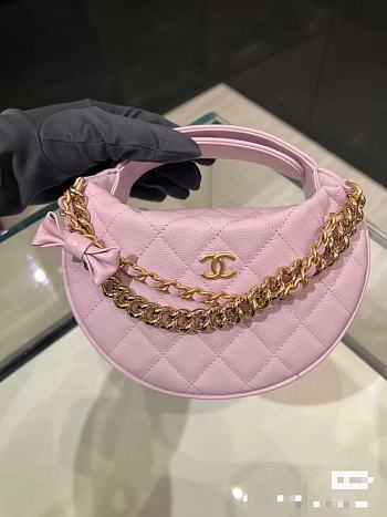 Okify Chanel Quilted Circle Pouch Bag Mini Caviar Light Purple w/ Chain Gold Hardware 14x11,5x3cm