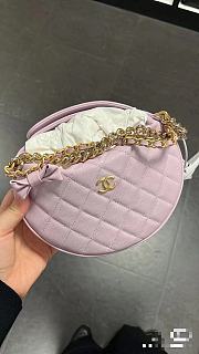 Okify Chanel Quilted Circle Pouch Bag Mini Caviar Light Purple w/ Chain Gold Hardware 14x11,5x3cm - 3