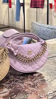 Okify Chanel Quilted Circle Pouch Bag Mini Caviar Light Purple w/ Chain Gold Hardware 14x11,5x3cm - 2