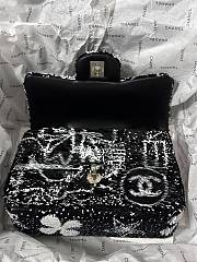 Okify Chanel Evening party bag Sequin & Gold Plated Metal Black & White 14 × 21 × 8 cm - 3