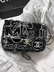 Okify Chanel Evening party bag Sequin & Gold Plated Metal Black & White 14 × 21 × 8 cm - 2