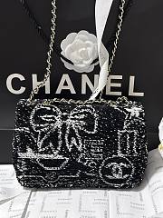 Okify Chanel Evening party bag Sequin & Gold Plated Metal Black & White 14 × 21 × 8 cm - 1