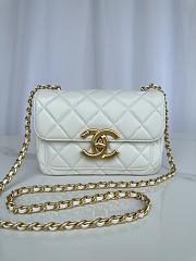 Okify Chanel Mini flap bag Shiny Lambskin & Gold Plated Metal White 20X8X11cm - 1