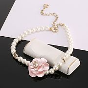 Okify Chanel Pink Camellia Pearl Necklace - 3