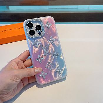 Okify Louis Vuitton Diamond Gradient Pink Phone Case 