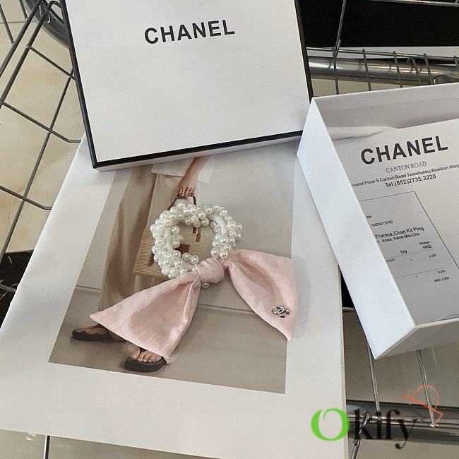 Okify Chanel Hairtie Pink Bow - 1