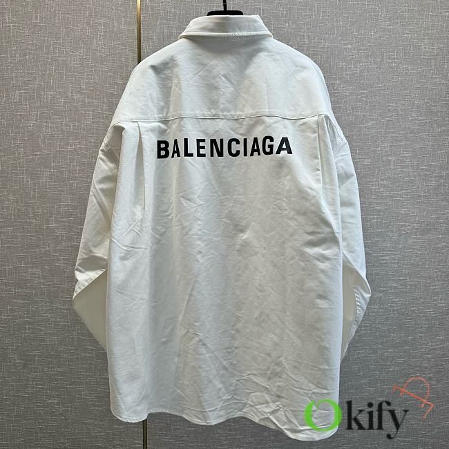 Okify Balenciaga Men's White Logo Shirt Oversize - 1