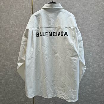 Okify Balenciaga Men's White Logo Shirt Oversize