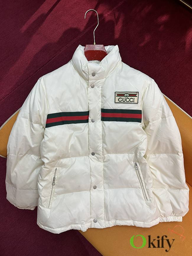 Okify Gucci Padded nylon bomber jacket with Web White - 1