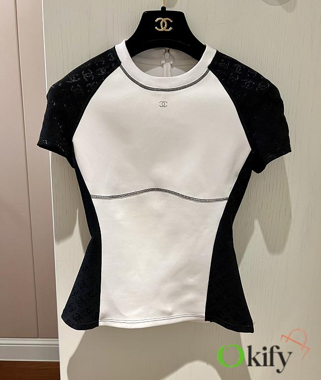 Okifi Chanel Jennie White Jersey Top - 1