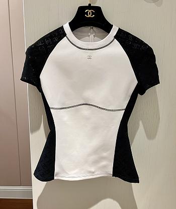 Okifi Chanel Jennie White Jersey Top