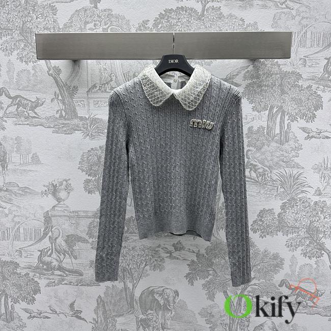 Okify Miumiu Knitwear Regular Fit With Plaits Grey - 1