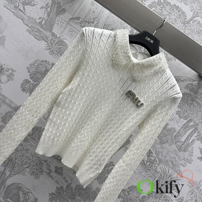 Okify Miumiu Knitwear Regular Fit With Plaits White - 1