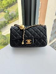 Okify Chanel Lambskin Mini Pearl Flap Black Gold 20cm - 1