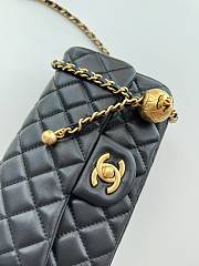 Okify Chanel Lambskin Mini Pearl Flap Black Gold 20cm - 2