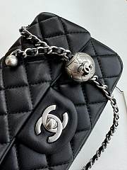 Okify Chanel Lambskin Mini Pearl Flap Black Silver 20cm - 4