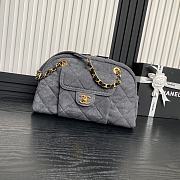 Okify Chanel Maxi Bowling Bag Light Grey Denim Antique Gold Hardware  21.5×33×14.5cm - 1