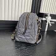 Okify Chanel Maxi Bowling Bag Light Grey Denim Antique Gold Hardware  21.5×33×14.5cm - 4