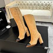 Okify Chanel High-top Boots Suede & Sheepskin Light Brown & Black Heel Height: 8cm - 4