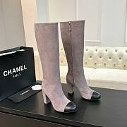 Okify Chanel High-top Boots Suede & Sheepskin Light Pink & Black Heel Height: 8cm - 1