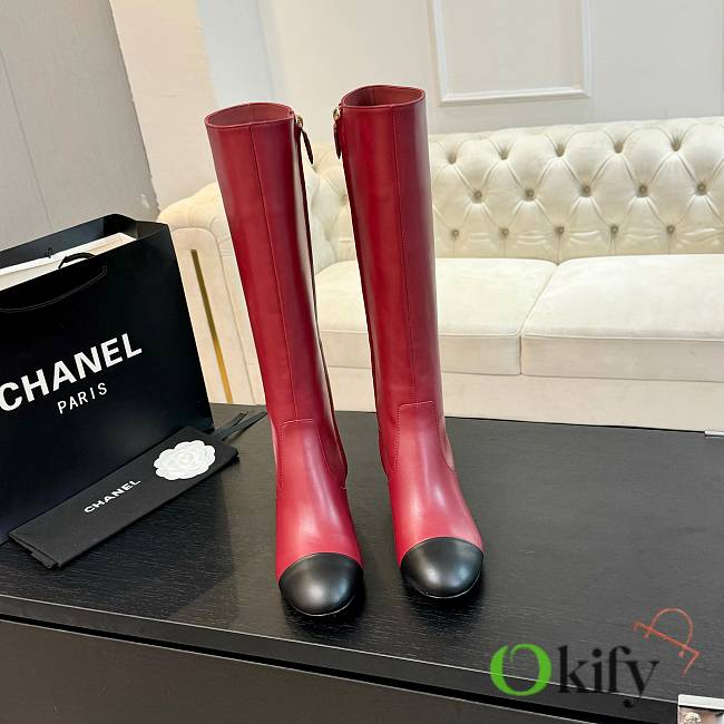 Okify Chanel High Boots Come on Black Red Height 4,5 cm - 1