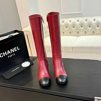 Okify Chanel High Boots Come on Black Red Height 4,5 cm