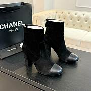 Okify Chanel Low-cut Boots Suede & Sheepskin Black Height 7cm - 1