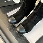 Okify Chanel Low-cut Boots Suede & Sheepskin Black Height 7cm - 3