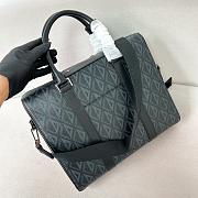 Okify Dior Zipper Briefcase Black CD Diamond coated cotton canvas and black grained calfskin leather 35x27x6cm - 1