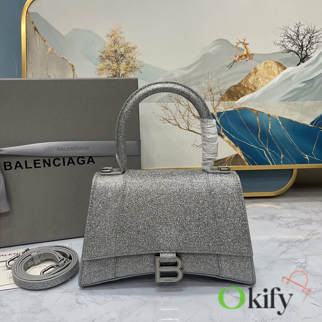 Okify Balenciaga Hourglass xs shoulder in glitter grey 23*10*24 cm - 1