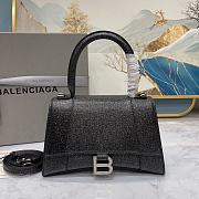 Okify BALENCIAGA Hourglass Xs Glitter Top-handle Bag In Black 19*8*21 23*10*24 - 1