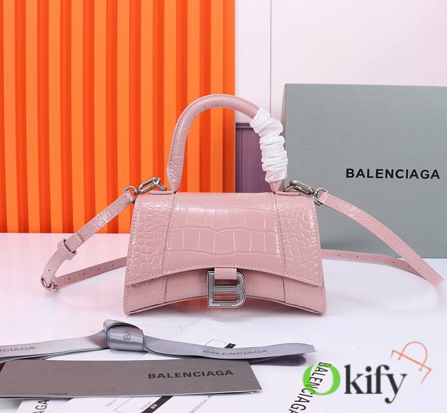 Okify Balenciaga Hourglas Crocodile ‘Pink’ 19*8*21cm - 1