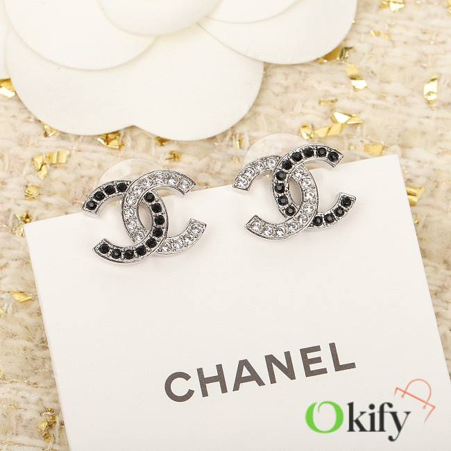 Okify Chanel Crystal Earrings In Silver - 1