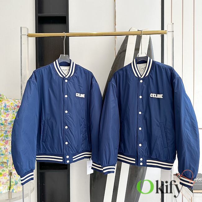 Okify Celine new padded baseball jacket unisex - Blue - 1