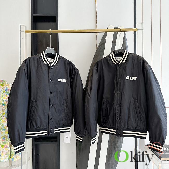 Okify Celine new padded baseball jacket unisex - Black - 1