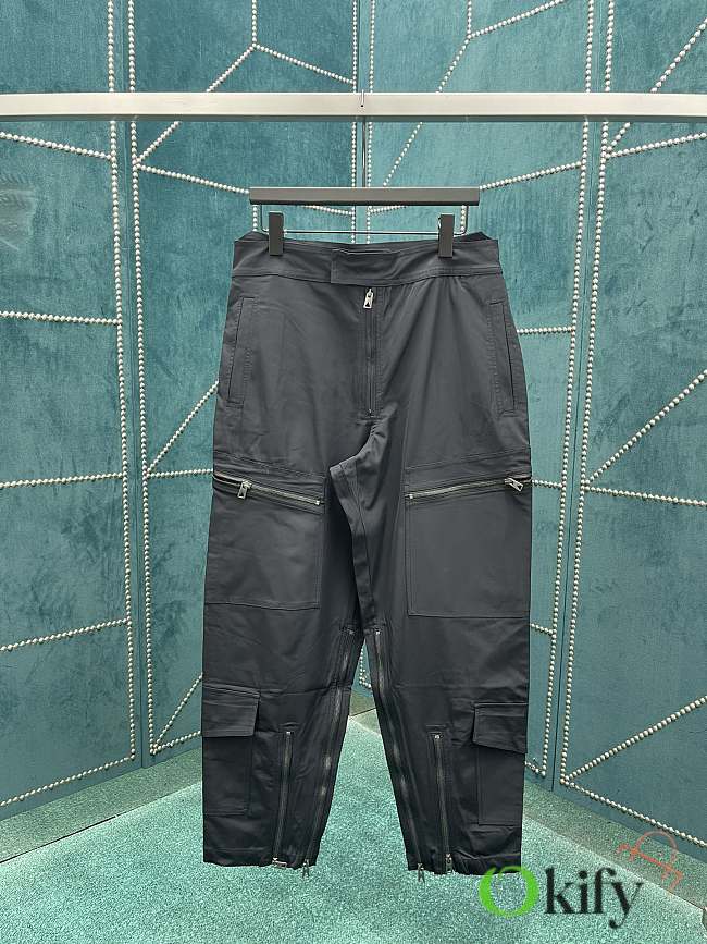 Okify Bottwca Veneta Zipper work pants black nylon fabric unisex - 1