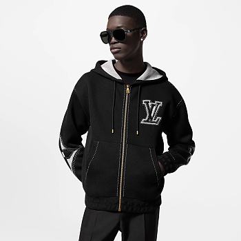 Okify Louis Vuitton Cotton Hoodie with intarsia, graphic details and zip closure