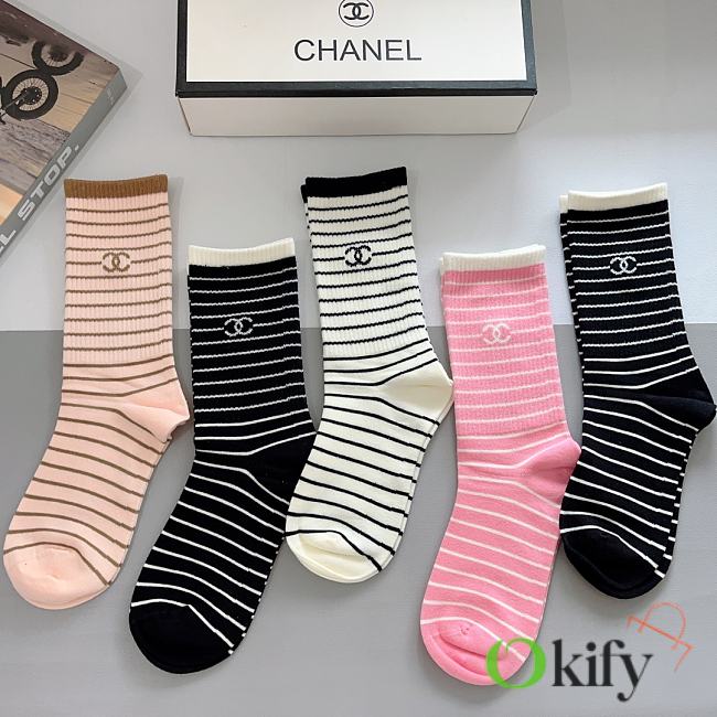 Okify CHANEL set 5 women's high-end long socks - 1