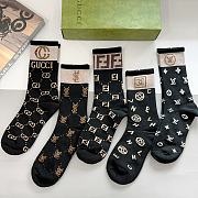 Okify Gucci set 5 pure cotton fabric socks - 4