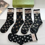 Okify Gucci set 5 pure cotton fabric socks - 3