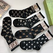 Okify Gucci set 5 pure cotton fabric socks - 2