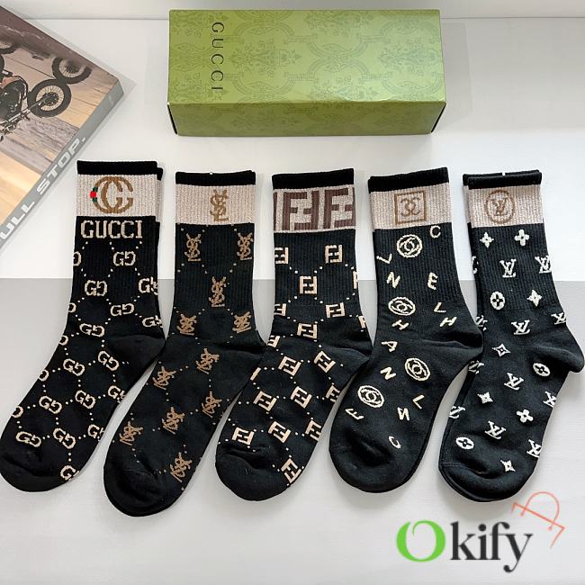 Okify Gucci set 5 pure cotton fabric socks - 1