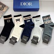 Okify Dior set 5 lettered men's mid-calf socks - 1